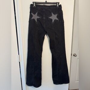 Thread Market Star Y2K Jeans Womens 31 Black Flare Stretch Denim Retro Skater